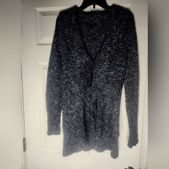 BANANA REPUBLIC M WoolAlpacaBlend ShawlCollar Buttons RufflesFront WomenCardigan - Picture 1 of 8